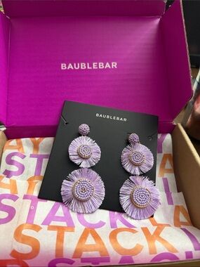 BaubleBar Lavender Triple Fringe Beaded Drop Earrings Mariette Fringe